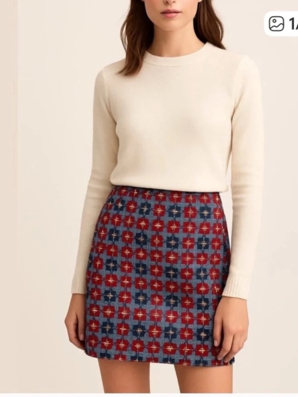 Talbots Wool Blend Geometric Pencil Skirt Red Black Grey Size 6